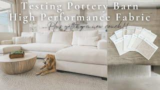 POTTERY BARN HIGH PERFORMANCE FABRIC...IS IT WORTH IT?! || BEST WHITE COUCH || LIVING ROOM MAKEOVER