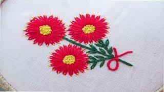 Hand embroidery beautiful flower design video tutorial by SR embroidery