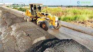 Best Process Grader Activities Spreading Gravel Making Foundation Roads | Grader Installing New Way