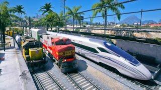 CRH380D Bullet Train meets old Trains with 2 Trains 2 Tracks! - Grand Theft Auto V