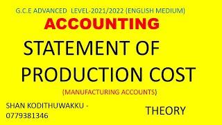 ACCOUNTING- MANUFACTURING ACCOUNTS-ENGLISH MEDIUM