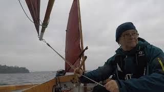Dinghy cruising a Welsford navigator in Plymouth Sound on a very, very, grey day