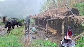 Best Nepali Mountain Village Lifestyle in Winter | Most Peaceful And Relaxing Life | Most Rainy Day