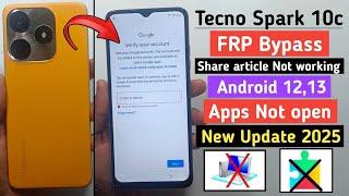 Tecno Spark 10c Frp bypass Without Pc 2025 | Share Article Not Working | Tecno (KI5k) FRP Unlock