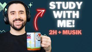 STUDY WITH ME - Echtzeit Lernen - 2 Stunden produktiv sein mit Timer und Hintergrundmusik!