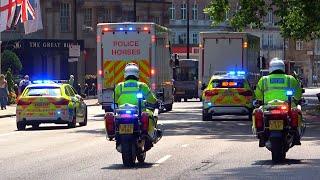 Police escort Royal Horse Artillery during ceremonial events in London