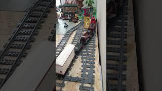 Lego switches and trains #legotrain #bricktrain #lego #train #legocity #switch #car #fyp #crossing