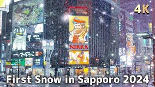 4K // First Snow in Sapporo Hokkaido Japan  2024