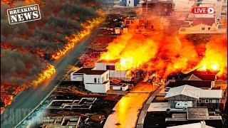 Horrible Today: Live Footage of Iceland's Hellish Lava Pool Eruption Flows Towards Grindavik