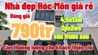 Bán nhà Hóc Môn giá rẻ 4,5x13m sổ hồng riêng hướng Chợ Xuân Thới Thượng Hóc Môn mới xây rất đẹp