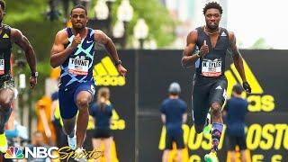 Isiah Young smokes Noah Lyles in 100m at 2021 Adidas Boost Boston Games | NBC Sports