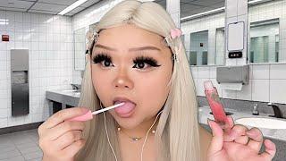 ASMR dumb b̶t̶c̶h̶ blonde eats your lip gloss in the school bathroom (it's candy) 