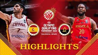 Spain  tested by Angola  but prevail in Valencia | Highlights | FIBA OQT 2024 Spain