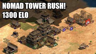 All-in tower rushed on Nomad (1300 ELO) | Age of Empires II 1v1