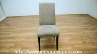 InteriorExpress Tessa Cream Microfiber Dining Chairs with Wood Legs