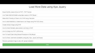 Load More Data using Ajax Jquery with PHP MySql