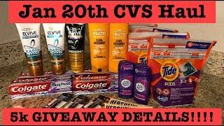 CVS Extreme Couponing Haul| Jan 20, 2019|$.69 Tide Pods + 5K Giveaway Details!!!!