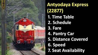 Antyodaya Express 22877 : Time Table, Schedule,Fare, Pantry Car, Distance Covered,Speed, Seats