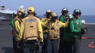 USS George H.W. Bush Aircraft Carrier Flight Deck Drills