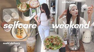 Self care weekend  sushi takeout, skincare, brunch date, Whole Foods haul