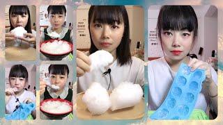 [ASMR]ZHAOFENG Hard Ice Eating!!Shaved white Ice| Crushed Clear Ice & Mini Clear Ice Pumpkins!!