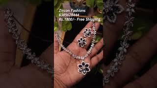 ZFADH491800 Rhodium Polish AD Neckset at Rs.1800/- Whatsapp 6385628444 #house2home #zirconfashions