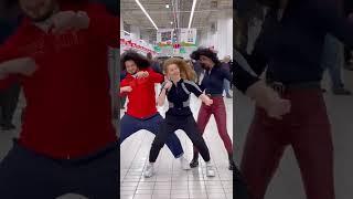 Funny dance in supermarket