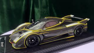 Vip Scale Models 1/18 Huayra R Carbon With Yellow Stripe  VIP18033-K