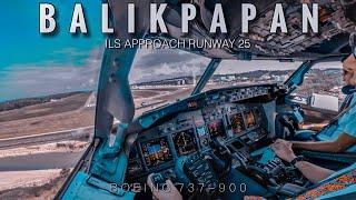 BALIKPAPAN RUNWAY 25 // COCKPIT VIEW + FULL ATC // WARR - WALL