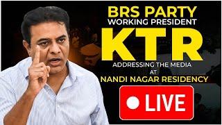 Live: BRS Working President KTR addressing the Media at Nandi nagar residence