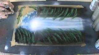 Spray Paint Art ¨Waterfall and forest¨ by Carlos Blázquez