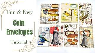 FUN & EASY- COIN ENVELOPES - BEGINNER FRIENDLY TUTORIAL #craftwithme #junkjournalideas