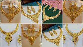 Light weight 22k gold necklace & earrings design with weight and price @Sanchitassimplelife