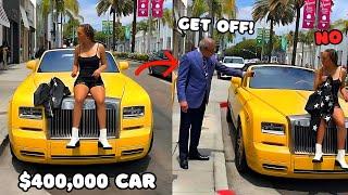 Man Confronts ENTITLED Woman Sitting On Random Guy's Luxury Car