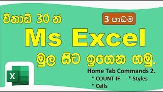 Ms Excel මුල සිට ඉගෙන ගමු - 3 පාඩම