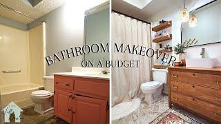 BATHROOM MAKEOVER ON A BUDGET | DECORATING SMALL BATHROOM + REVEAL (BEFORE & AFTER)!