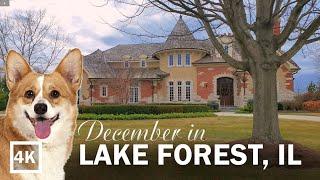 [4K]  December in Lake Forest, Illinois, USA. Driving tour