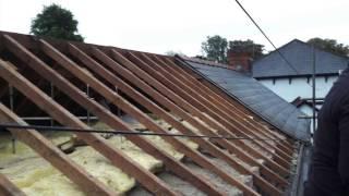 NEW SLATE ROOF INSTALLED ON A TERRACED HOUSE IN CAERPHILLY SOUTH WALES