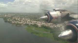 DC-7 into San Juan (Wing view)