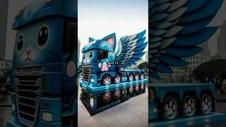 Evolution of cats-blue truck shaped a cat and wings #cat #truck #cute #wing #car #shorts