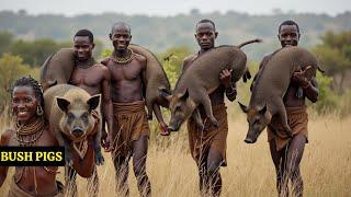 Hunting WILD Bush Pigs with Ancient Hadzabe Tribe!