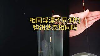 同一只浮漂，调平水钓两目对比调六目钓两目，钩饵状态差距这么大