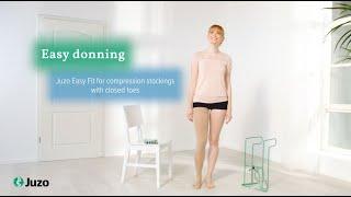 Donning of compression stockings (Thigh stockings) with closed toes – Juzo Easy Fit (EN)
