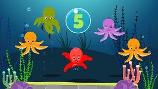 Five Little Octopus Jumping On The Bed | Nursery Rhymes and Songs For Children | Baby Songs