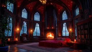 Instant Sleep in a Cozy Kingly Castle Room - Rain, Fireplace and Thunderstorm Sounds