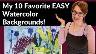 10 EASY Watercolor Background Ideas! (Beginner Friendly Tutorial)