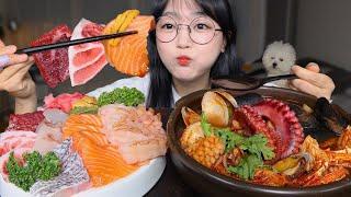 홈마카세 즐기기! 여러가지 사시미회 해물탕 먹방 Sashimi & Seafood Stew Mukbang ASMR