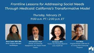 Webinar:  Frontline Lessons for Addressing Social Needs Through Medicaid