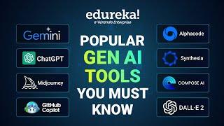 Top 15 Popular Gen AI Tools You Must Know | Best Generative AI Tools To Boost Productivity | Edureka