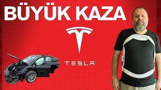 Tesla ile büyük kaza geçirdik !